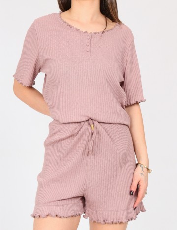 Pijama River Island, roz pudra