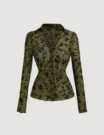 Camasa SHEIN, verde inchis