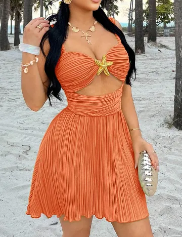 Rochie scurta SHEIN, portocaliu