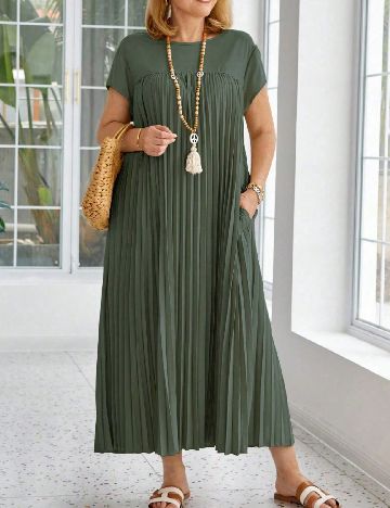 Rochie lunga SHEIN CURVE, verde inchis