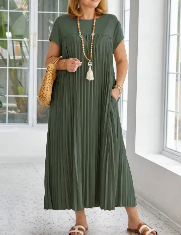 Rochie lunga SHEIN CURVE, verde inchis