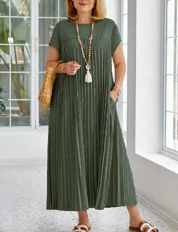 Rochie lunga SHEIN CURVE, verde inchis