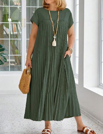 Rochie lunga SHEIN CURVE, verde inchis