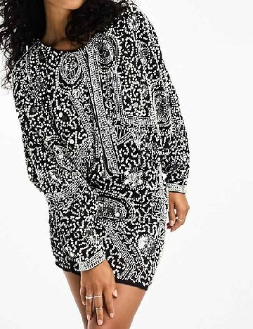 Rochie scurta ASOS, alb/negru
