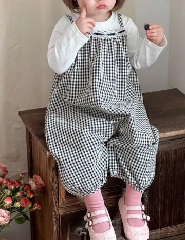 Salopeta Shein Kids, negru/alb