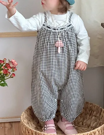 Salopeta Shein Kids, negru/alb