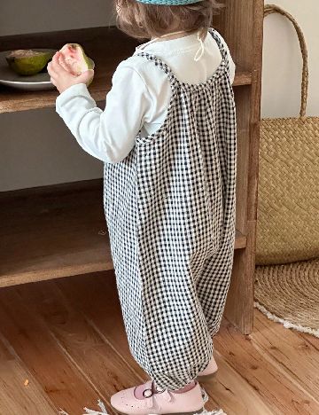 Salopeta Shein Kids, negru/alb