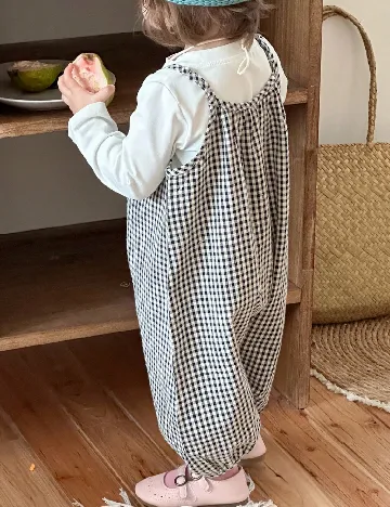 Salopeta Shein Kids, negru/alb