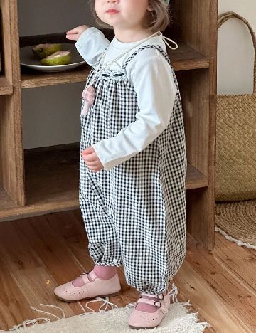 Salopeta Shein Kids, negru/alb