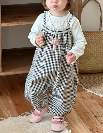 Salopeta Shein Kids, negru/alb