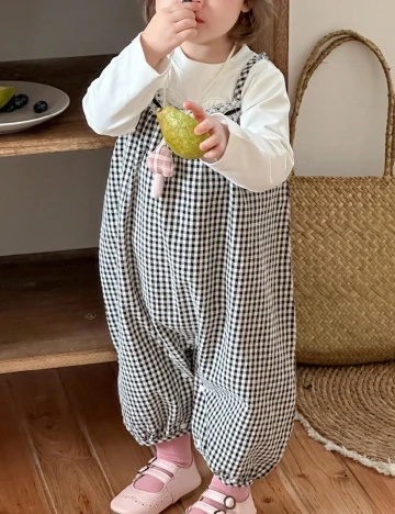 Salopeta Shein Kids, negru/alb