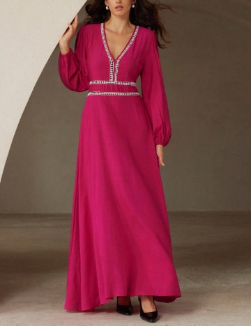 Rochie lunga Aveloria, roz