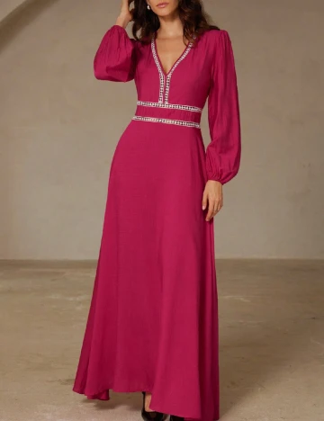 Rochie lunga Aveloria, roz