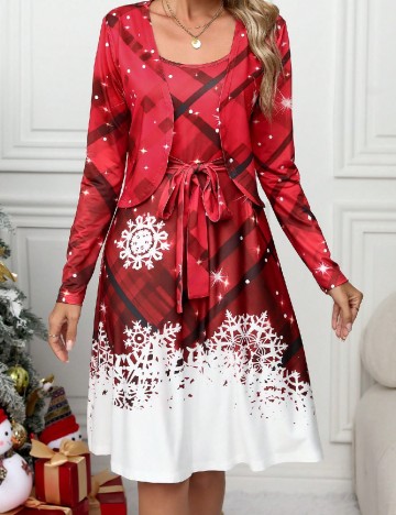 Set rochie si bluza SHEIN, rosu/alb