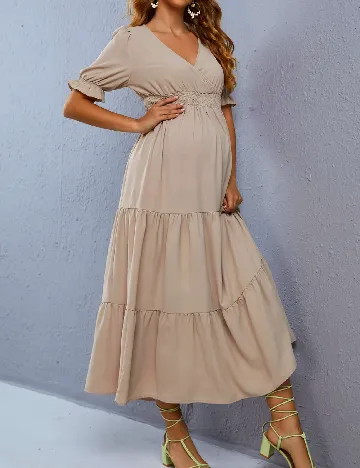 Rochie lunga SHEIN Maternity, bej