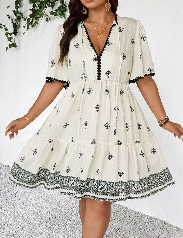 Rochie scurta SHEIN CURVE, ecru