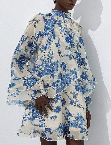 Rochie scurta SHEIN, ecru/albastru