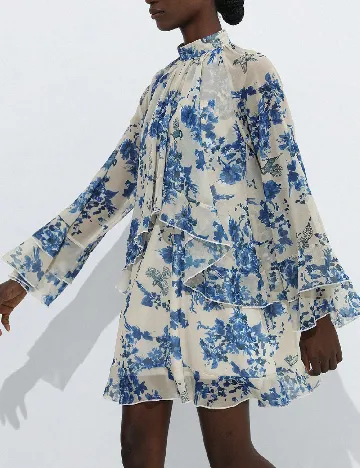 Rochie scurta SHEIN, ecru/albastru