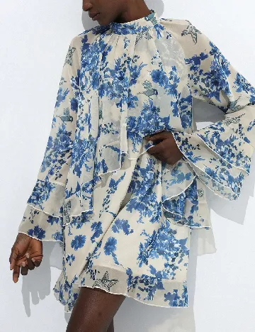 Rochie scurta SHEIN, ecru/albastru