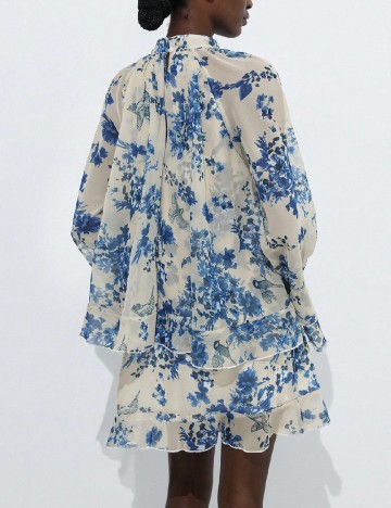 Rochie scurta SHEIN, ecru/albastru