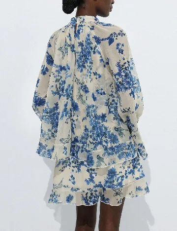 Rochie scurta SHEIN, ecru/albastru