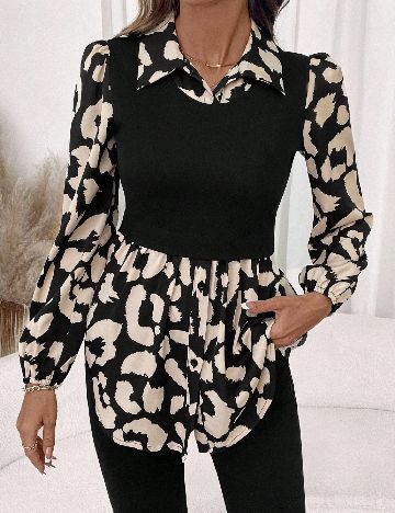 Bluza SHEIN, negru/crem