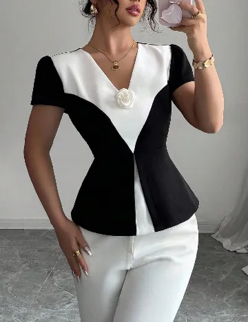 Bluza SHEIN, alb/negru