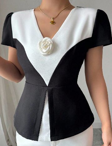 Bluza SHEIN, alb/negru