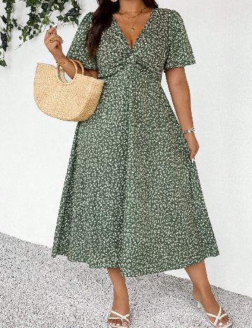Rochie medie SHEIN CURVE, verde