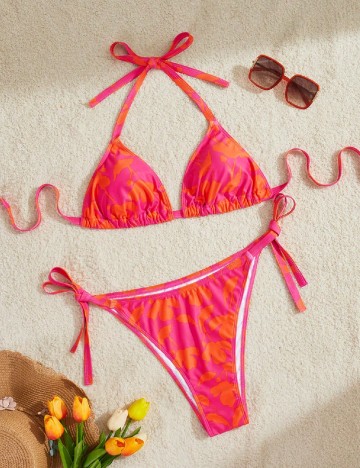 Costum de baie SHEIN CURVE, roz/portocaliu