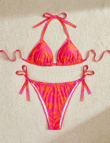 Costum de baie SHEIN CURVE, roz/portocaliu