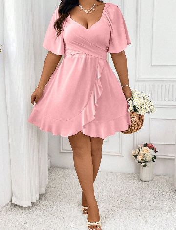 Rochie scurta SHEIN CURVE, roz