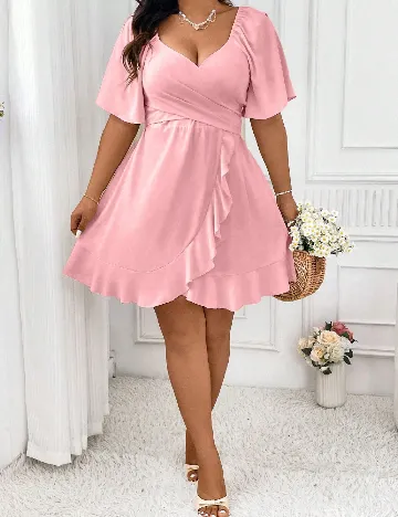 Rochie scurta SHEIN CURVE, roz