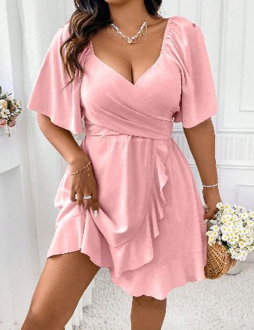 Rochie scurta SHEIN CURVE, roz