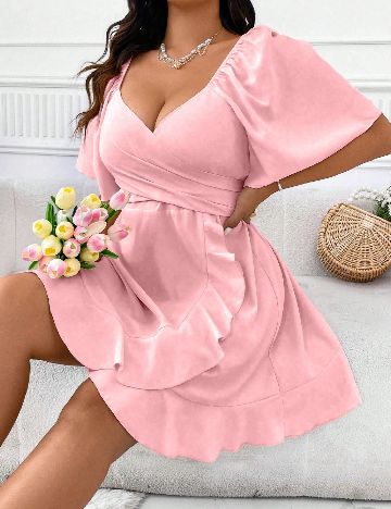 Rochie scurta SHEIN CURVE, roz