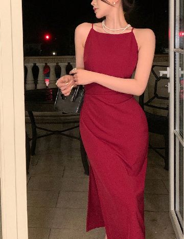 Rochie medie Dazy, visiniu