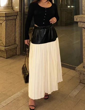 Fusta SHEIN CURVE, negru/ecru