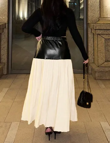 Fusta SHEIN CURVE, negru/ecru