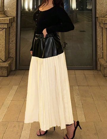 Fusta SHEIN CURVE, negru/ecru