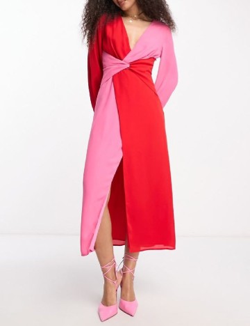 Rochie medie Pretty Lavish, rosu/roz