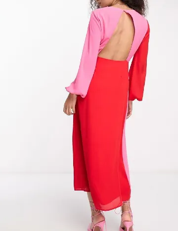 Rochie medie Pretty Lavish, rosu/roz