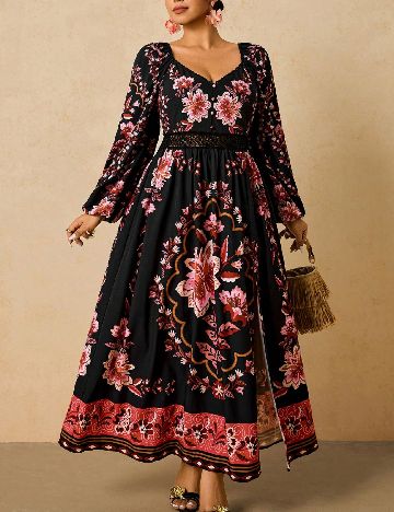 Rochie lunga SHEIN CURVE, floral print