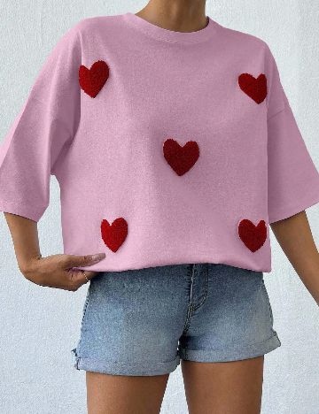 Tricou Oversize SHEIN, roz