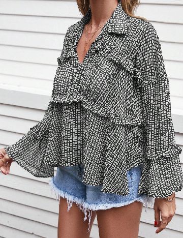 Bluza SHEIN, alb/negru