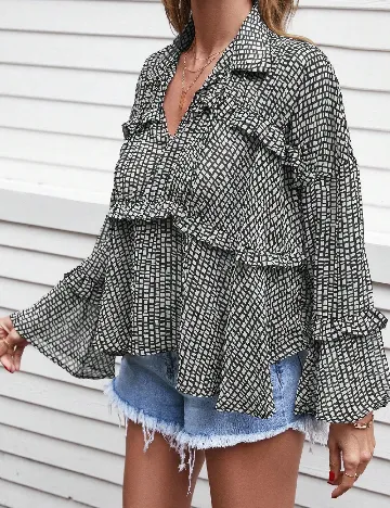 Bluza SHEIN, alb/negru