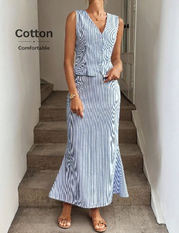 Compleu SHEIN, albastru/alb