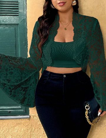 Bolero SHEIN CURVE, verde