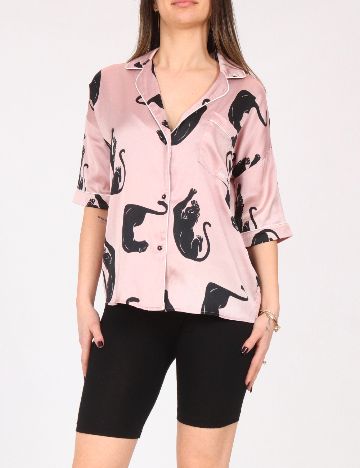 Camasa pijama River Island, mov/negru