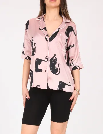 Camasa pijama River Island, mov/negru