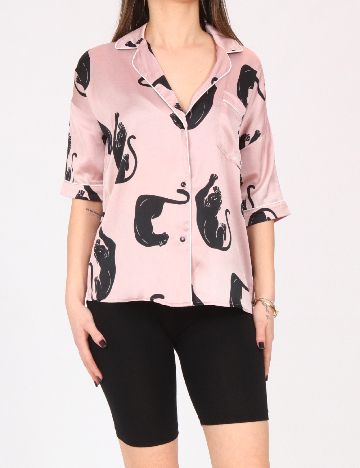 Camasa pijama River Island, mov/negru